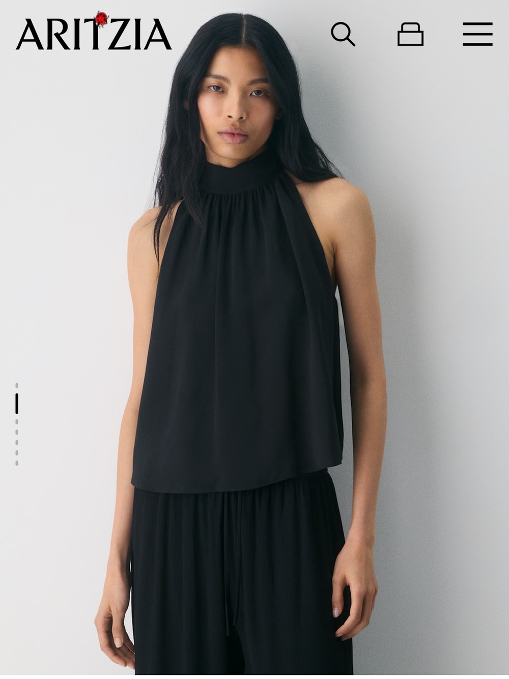 Aritzia wilfred Austen Mock neck Top Black Halter Top neck tie